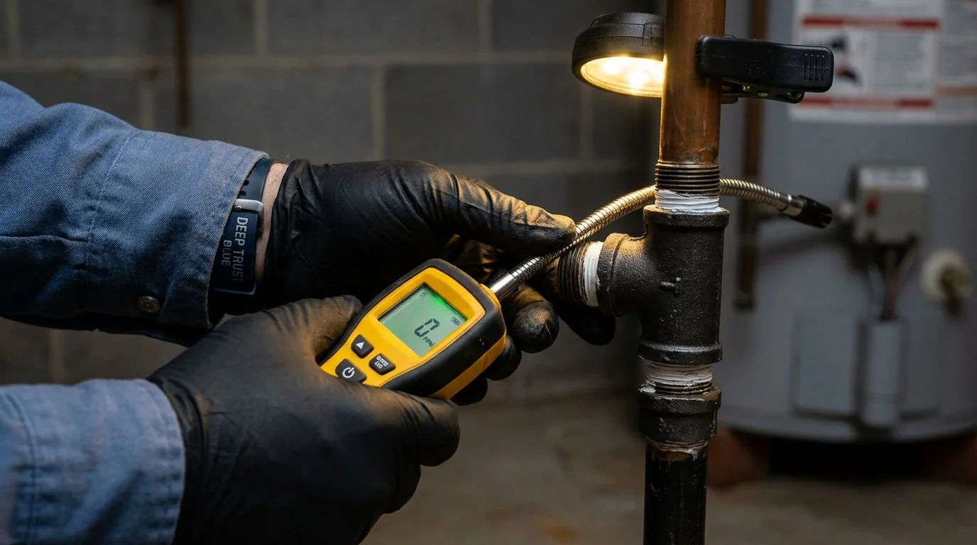 Gas leak detection with electronic sniffer by Johns Plumbing LLC in South Milwaukee